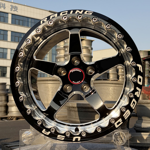 Jantes forgées noires usinées 5X114.3 5x120.65 17 18 19 20 pouces, jantes Beadlock personnalisées en 2 pièces pour Mustang Camaro <span class=keywords><strong>Corvette</strong></span> - Product Image 5