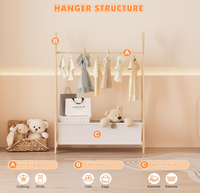 Kleiner Kinder-Kleiderständer aus Holz, Montessori Garderobenständer, Kleiderschrank-Organizer mit Kleiderstange für Kleinkinder und Babys