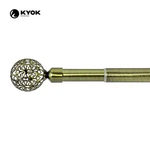 KYOK1-2mシングルアイアンボールフィニアルテンションカーテンロッド調節可能なカーテンポールブラケット卸売用
