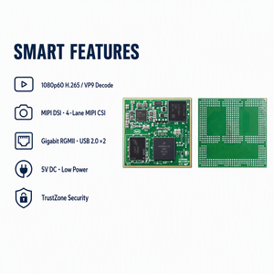 การเล่นสื่อวิดีโอ 1080p 4 คอร์ A53 รองรับการถอดรหัส H.264 HEVC <span class=keywords><strong>VP9</strong></span> หน่วยความจำ LPDDR4 EMMC ชิปประมวลผล MIPI DSI ระบบปฏิบัติการ Yocto Linux N.XP ชิป I.MX8M โมดูลระบบปฏิบัติการขนาดเล็กบนโมดูล - Product Image 3