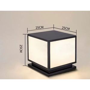 Lampe murale d'extérieur carrée à pilier LED E27 1,2 mm noir sable pour villa et jardin, modèle 086 - Product Image 2