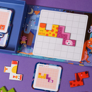 Mwz Puzzle magnetico con animali in legno, palline di legno, <span class=keywords><strong>Tetris</strong></span> 17x17 cm, <span class=keywords><strong>gioco</strong></span> educativo per bambini, <span class=keywords><strong>gioco</strong></span> di logica - Product Image 2