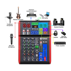Mixer <span class=keywords><strong>Audio</strong></span> 4 saluran Amplifier konsol DJ rumah profesional dengan antarmuka <span class=keywords><strong>Audio</strong></span> untuk Karaoke dan perekaman PC - Product Image 6