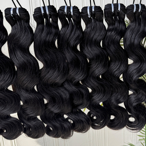 <b>Body</b> <b>Wave</b> Virgin Human Hair Bundles Soft Full Texture Cuticle Aligned Shiny Smooth Vietnam Style Natural Color Machine Hair - Product Image 1