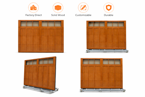 <span class=keywords><strong>Porte</strong></span> de <span class=keywords><strong>garage</strong></span> sectionnelle extérieure en bois massif de style industriel moderne avec fenêtres en verre, sur mesure, isolée et antivol - Product Image 2