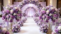 Arrangement de fleurs artificielles violettes pour centre de table de mariage, fleurs au toucher réaliste, décoration d'événements, fleurs de mariage