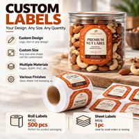 Étiquette personnalisée en feuille d'or terracotta, autocollant mat auto-adhésif pour l'emballage des pots de noix séchées