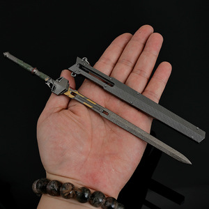 Lame de survie tactique Arena Breakout 22CM Full Metal Replica - In-Game Three Chi <span class=keywords><strong>Sword</strong></span> Collectible avec étui en cuir Cosplay - Product Image 4