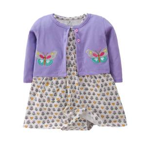 Продажа с фабрики, 100% хлопковое платье для маленьких девочек, летнее платье с цветочным принтом и оборками на рукавах, 2 шт. для детей 6-24 месяцев - Product Image 3