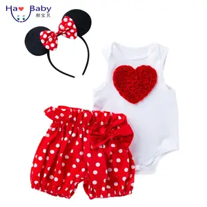 Hao Baby 2022 Zomer Nieuwe 0-2 Jaar Oud Pasgeboren Baby Kleding Mouwloze Cartoon Shorts Dragen Drie Sets Jumpsuit baby Romper