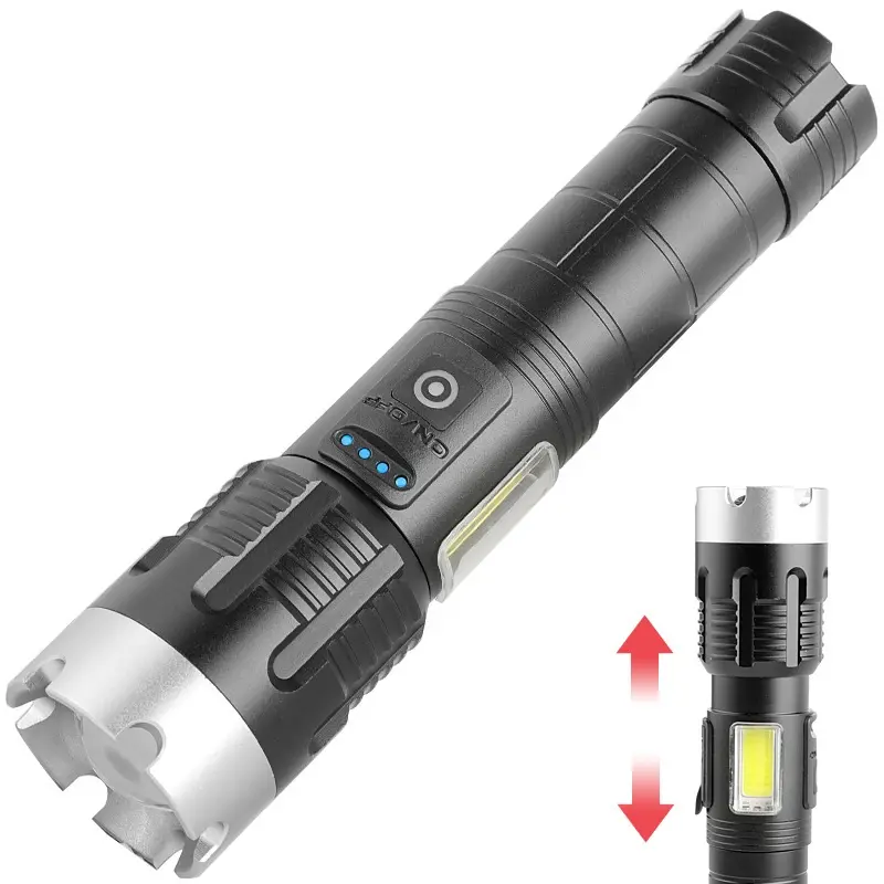 Torche puissante 1500 lumen lampe de poche étanche USB charge lampe de poche multi fonction en alliage d'aluminium lampe de poche