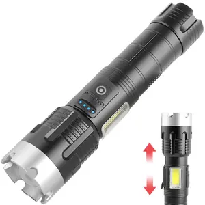 Powerful torch 1500 lumen flashlight waterproof USB charging flashlight multi function aluminum alloy flashlight