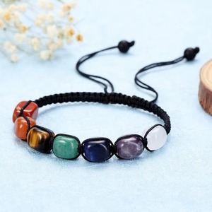 Pulsera clásica de piedra Irregular para mujeres y hombres, Tiger EyeCrystal, Yoga, joyería de energía curativa, pulsera trenzada con cuentas de <span class=keywords><strong>7</strong></span> <span class=keywords><strong>Chakras</strong></span> - Product Image 5