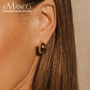 EManco-<span class=keywords><strong>Pendientes</strong></span> <span class=keywords><strong>de</strong></span> aro gruesos para mujer, aretes sencillos, <span class=keywords><strong>de</strong></span> acero dorado, joyería <span class=keywords><strong>de</strong></span> moda, <span class=keywords><strong>de</strong></span> acero inoxidable, redondos, lisos y gruesos - Product Image 2
