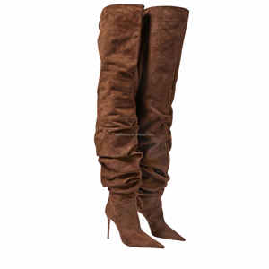 <span class=keywords><strong>Bottes</strong></span> en cuir d'agneau à talon aiguille pour filles Anok <span class=keywords><strong>Bottes</strong></span> hautes <span class=keywords><strong>marron</strong></span> Sexy 105 Jahleel <span class=keywords><strong>Bottes</strong></span> en cuir suédé au-dessus du genou pour femmes - Product Image 2