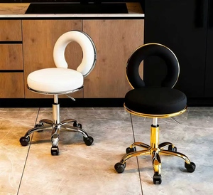 Taburete de Trabajo Grande, Taburete Redondo Elevable, Taburete de Belleza, Taburete Giratorio con Ruedas, Taburete para Barbería, Taburete Profesional, Especial para Salón de Belleza - Product Image 4