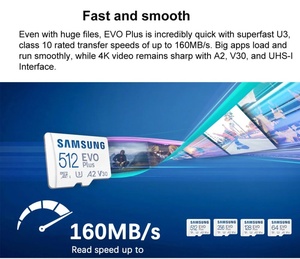 Tarjeta de Memoria <span class=keywords><strong>Micro</strong></span> <span class=keywords><strong>SD</strong></span> <span class=keywords><strong>Samsung</strong></span> <span class=keywords><strong>EVO</strong></span> Plus UHS-I de 1 TB, 512 GB, 256 GB, 128 GB, 64 GB, 160 MB/S para Teléfono, DVR, Cámara, GPS - Product Image 3
