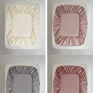 Long Staple Cotton Satin Bed <b>Sheet</b> Set Pure Cotton <b>Fitted</b> <b>Sheet</b> Pillowcase Pair Solid Color Simple Style Wrinkle Free Double Bed - Product Image 4