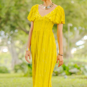 Nuevo Mono Casual de Playa con Estampado y Cuello en V, Cintura Plisada, Personalizado, Transpirable, de Rayón, para Mujer, 2026 - Product Image 4