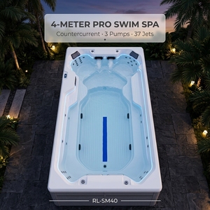 Piscina de Natación Acrílica Rectangular VIRPOL RL-SM40 de 4m, <span class=keywords><strong>para</strong></span> Exteriores, Elevada, con Gabinete de WPC, Sistema de <span class=keywords><strong>Contracorriente</strong></span>, Filtro de Ozono y Jets - Product Image 2