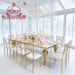 Wedding Party Hotel Rectangle <b>Side</b> Coffee & Dining <b>Table</b> Modern Luxury Stainless Steel <b>Gold</b> MDF Board Outdoor Use - Product Image 4