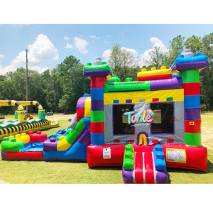 Bạt PVC tùy chỉnh thực hiện lâu đài bơm hơi trượt với quạt cầu vồng mô-đun hiện đại Logo tùy chỉnh Unisex - Product Image 1