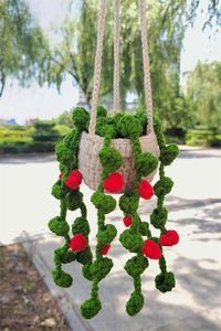Cesta Colgante de Fresa Tejida a Crochet con Lana, Hecha a Mano, Moderna, Plantas Artificiales, Decoración para el Hogar, Boda, Ecológica - Product Image 2