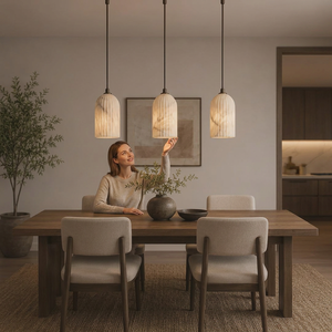 Modern Marble Pendant Light 3-Light Ceiling Fixture Indoor Kitchen Decor Handmade Irregular Shade Design - Product Image 3