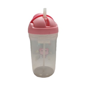 Vaso de Agua Tradicional de Plástico PP de 450 ml (16 oz), Libre de BPA, Ecológico, con Tapa y Pajita para Niños y Adultos - Product Image 3