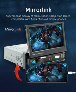 Bqcc 1din 7 "HD IPS có thể thu vào màn hình xe máy nghe nhạc đầy màu sắc ánh sáng Carplay <span class=keywords><strong>wifi</strong></span> <span class=keywords><strong>Wifi</strong></span> BT AUX mirrorlink RDS USB sạc nhanh 9901 - Product Image 4