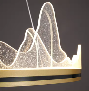Lámpara colgante de anillo de círculo redondo moderno Golden Ice Mountain Aluminio Acrílico LED Tamaño mediano - Product Image 5