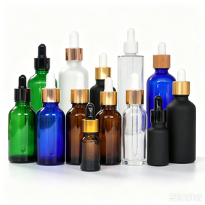 Flacon compte-gouttes vide en verre transparent pour huiles essentielles avec bouchon doré 10ml 15ml 30ml 50ml, flacon échantillon cosmétique pour sérum liquide - Product Image 3