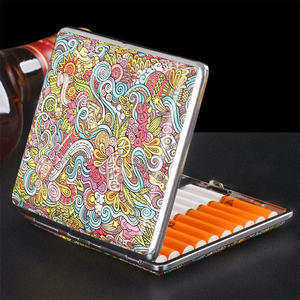 Accessoires de cigarettes grossières 20-pack boîte à cigarettes en cuir Pu imprimé double face pour hommes et femmes - Product Image 4