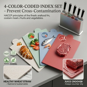 Juego de Cuchillos Profesionales con Tabla de Cortar de Plástico Codificada por Colores, Juego de Cuchillos de Cocina para Preparación de Comidas - Product Image 5