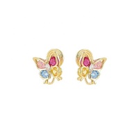 Boucles d'oreilles papillon colorées à clipser pour femmes, bijoux sans perçage, sans douleur, clips d'oreille réglables, zircon arc-en-ciel, accessoires cadeaux.