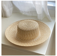 Chapeau de soleil en paille de blé tressée à bord biseauté et large pour femme, idéal pour les vacances d'été, la plage et les occasions formelles