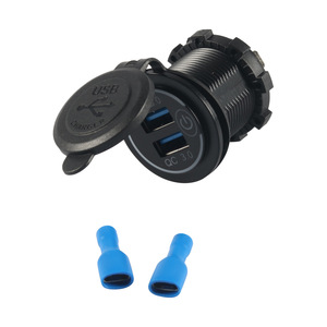 Chargeur de voiture double USB QC 3.0 avec interrupteur tactile, prise allume-cigare 12-24V pour voiture et moto - Product Image 5