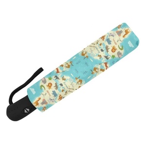 Fashion Digital Printing antivento Compact Rain Map Logo Storm forte ombrello pieghevole completamente automatico 3 per le donne - Product Image 4