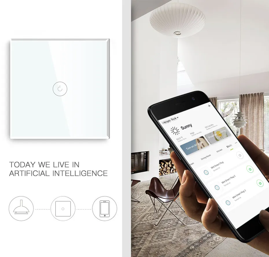 Wireless Switch Alexa Tuya Smart Switch Google Home Electrical Tuya Remote Control Touch Smart Light Life Wifi Wireless Modern Wifi 2.4ghz B/g/n