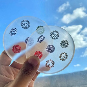 Precio de fábrica 8-9cm Placa de carga de selenita transparente Natural/disco cristal Chakra purificar energía curativa decoración del hogar - Product Image 2