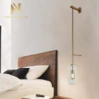 Décoration d'intérieur de style minimaliste Applique murale à led en fer couleur laiton antique avec couvercle en verre