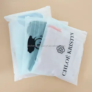 La migliore vendita riciclabile smerigliato borsa con cerniera personalizzata in plastica trasparente in plastica per abbigliamento