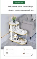 YISI Nordic Luxury Modern Metal Rock Plate Marble Pattern Small Coffee Living Room Furniture Set Side Table Easy Clean