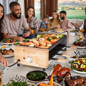 Nouveau modèle de <span class=keywords><strong>raclette</strong></span> électrique pour 8 personnes, contrôle de la température, plaque <span class=keywords><strong>en</strong></span> acier au carbone antiadhésive, 1200W, réglages ajustables - Product Image 1