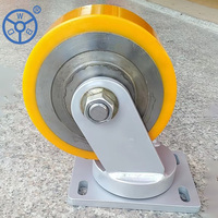 Roda Kastor Ganda PU Baja Tempa Super Berat WBD 4/5/6/8/10/12 Inci 5 Ton, Beban 1500 kg
