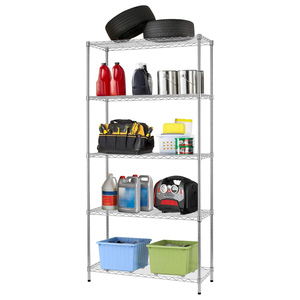 Étagères métalliques commerciales à 5 niveaux réglables, robustes, résistantes à la rouille, avec roulettes pour le rangement dans le salon - Product Image 1