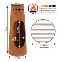 BeFun Crafts – Grande cheminée extérieure de 50 pouces en acier Corten pour brûler du bois, foyer de patio avec grille à bois – Fournisseur OEM ODM