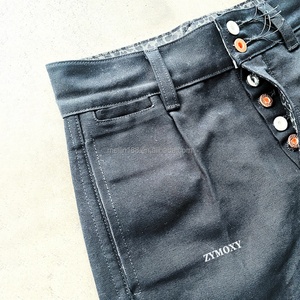 Jeans personnalisés à la mode avec motif léopard à la taille, pantalon en denim boutonné pour hommes, jeans baggy à jambe droite de haute qualité - Product Image 4