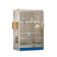 Cage de Luxe Grande pour Animaux Domestiques en Métal avec Base Mobile à Roulettes et Support pour Perroquet, Dotée d'un Plateau en Plastique