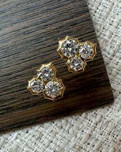 Boucles d'oreilles en diamant cultivé en laboratoire, taille brillant rond, argent sterling 925, or massif 14 carats, bijoux élégants et raffinés pour femmes - Product Image 2